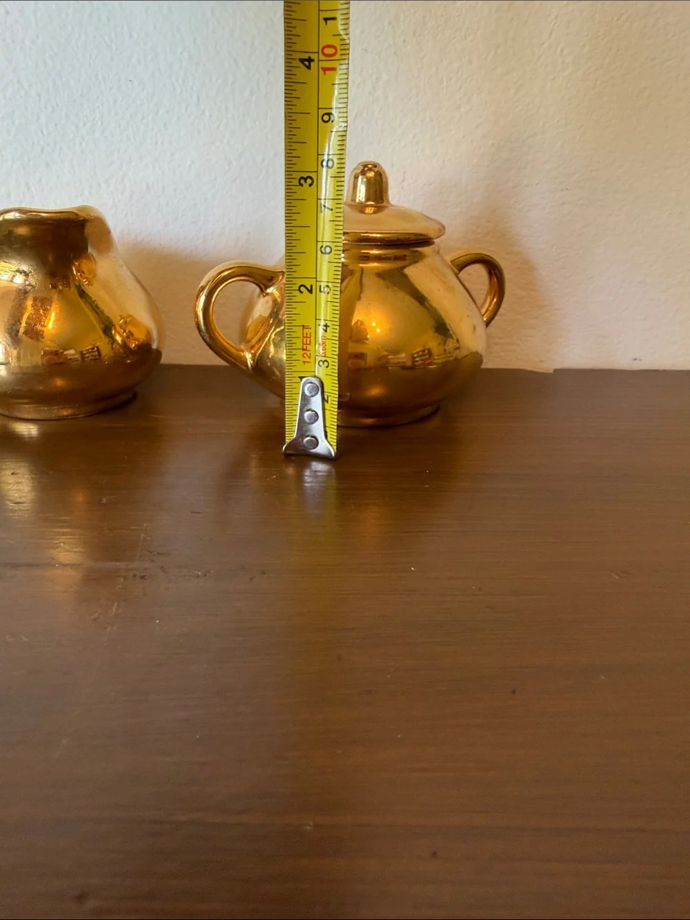 Hand Decorated 22k Gold Ceramic Creamer and Sugar Set